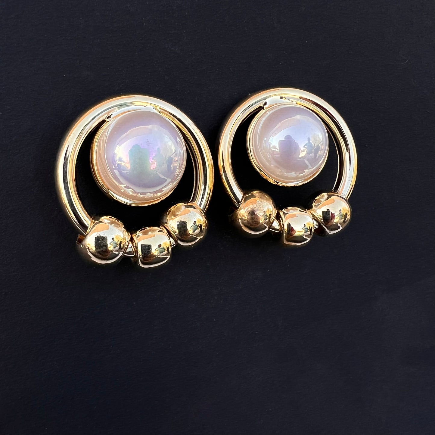 Pearly Gold Toned Earrings