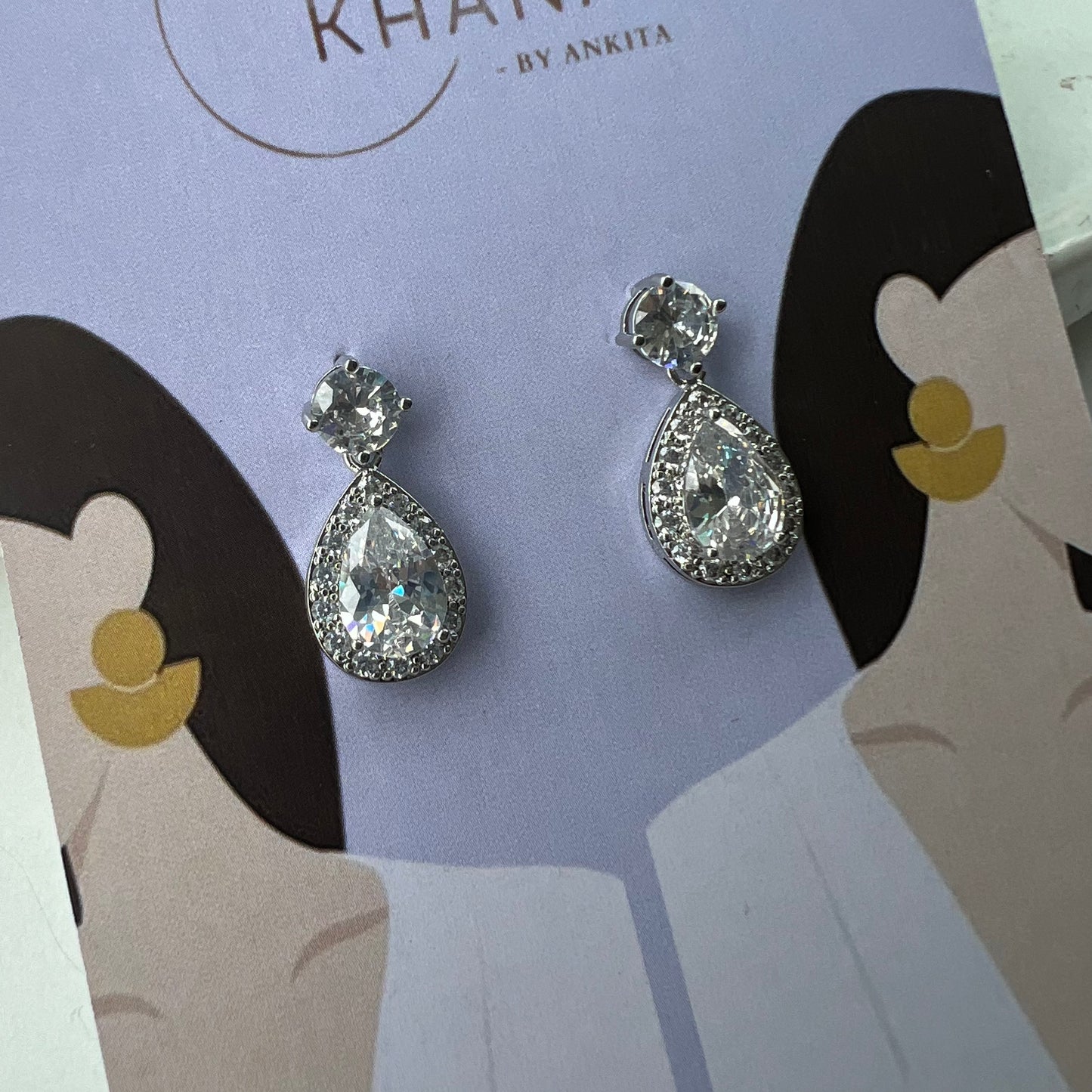 Dainty Teardrop American Diamond Earrings