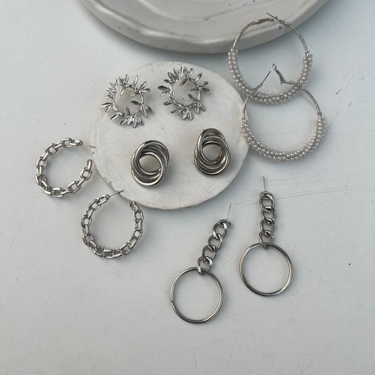 Super Saver - Set of 5 Silver Earrings Combo
