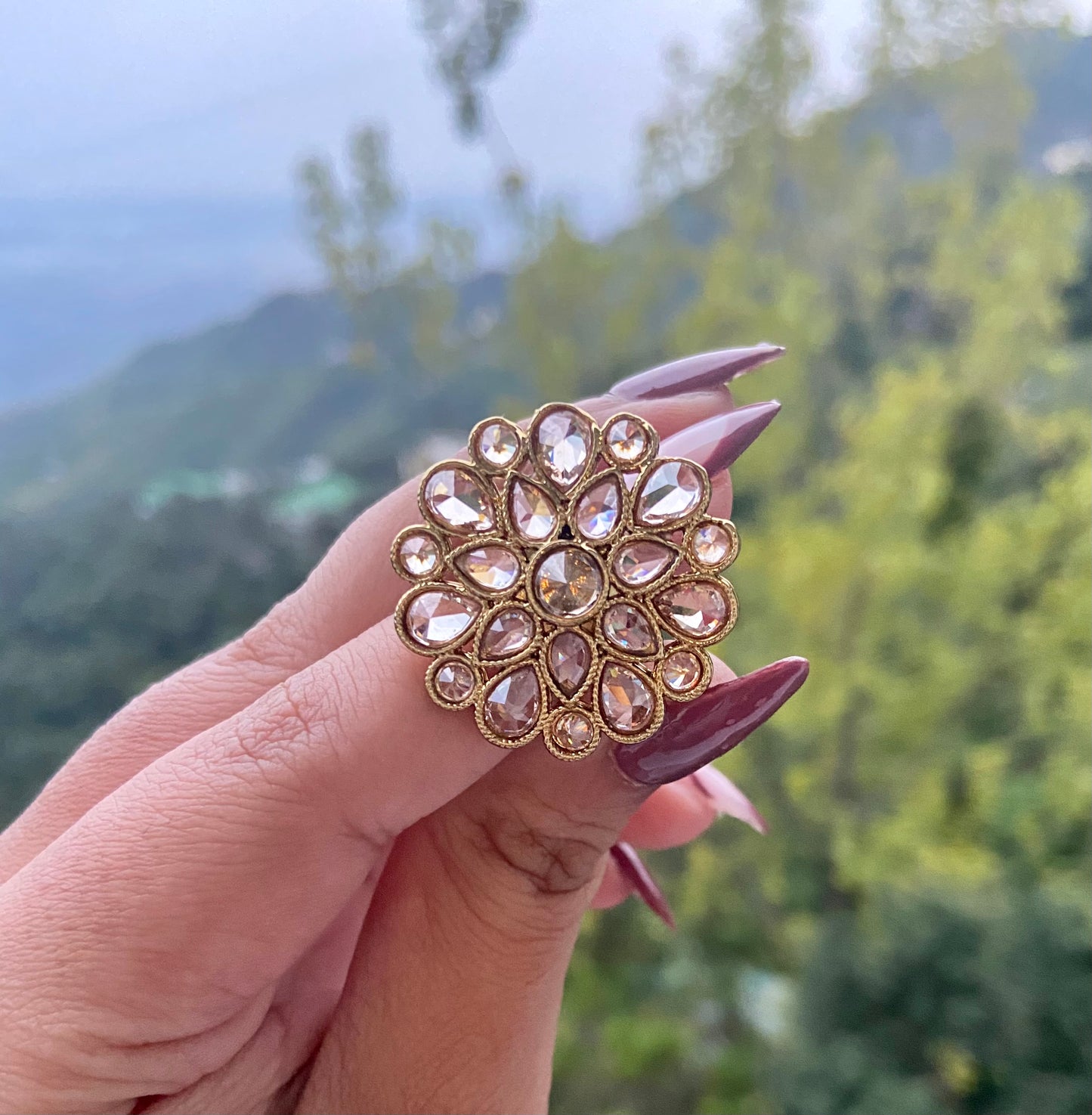 Floral American Diamond Ring